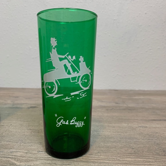 Vintage Anchor Hocking 14 Oz, 6.5" Tall Green Tom collins "Buggy" Glasses - Picture 5 of 7